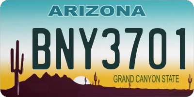 AZ license plate BNY3701