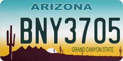 AZ license plate BNY3705