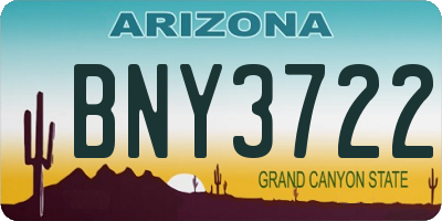 AZ license plate BNY3722