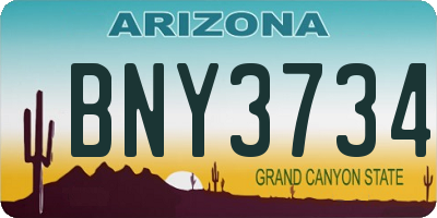 AZ license plate BNY3734