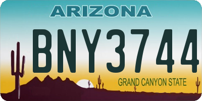 AZ license plate BNY3744