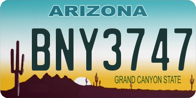 AZ license plate BNY3747