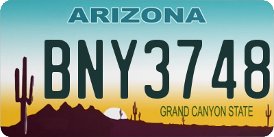 AZ license plate BNY3748