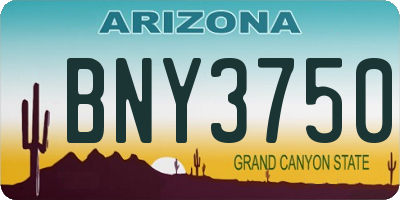 AZ license plate BNY3750