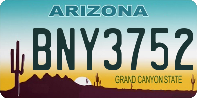 AZ license plate BNY3752
