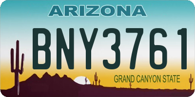 AZ license plate BNY3761