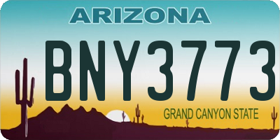 AZ license plate BNY3773