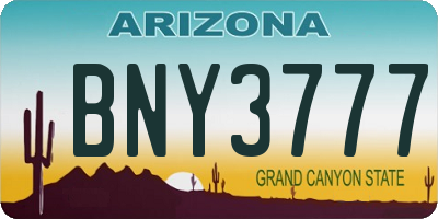 AZ license plate BNY3777