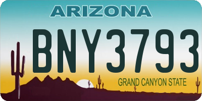 AZ license plate BNY3793