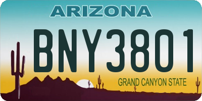 AZ license plate BNY3801