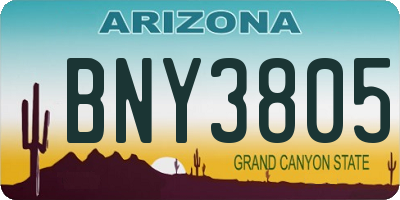 AZ license plate BNY3805