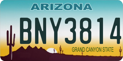 AZ license plate BNY3814