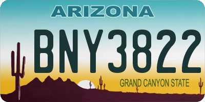 AZ license plate BNY3822