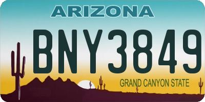 AZ license plate BNY3849