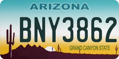 AZ license plate BNY3862