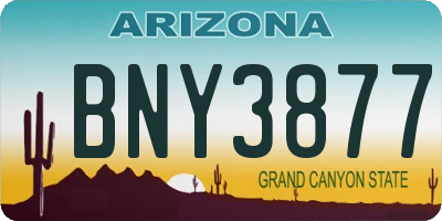 AZ license plate BNY3877