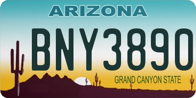 AZ license plate BNY3890