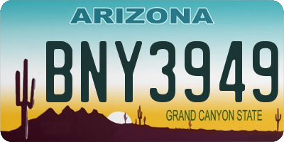 AZ license plate BNY3949