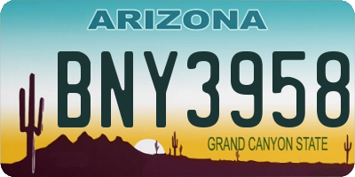 AZ license plate BNY3958
