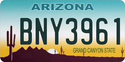 AZ license plate BNY3961