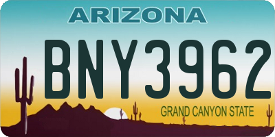 AZ license plate BNY3962