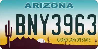 AZ license plate BNY3963