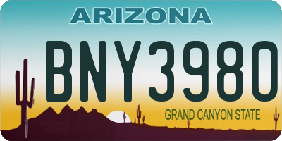 AZ license plate BNY3980