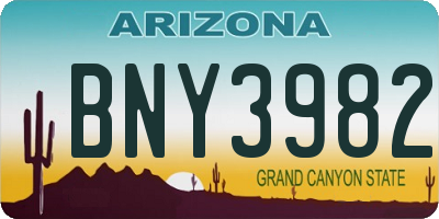 AZ license plate BNY3982