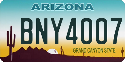 AZ license plate BNY4007