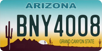 AZ license plate BNY4008