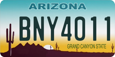 AZ license plate BNY4011