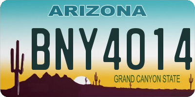 AZ license plate BNY4014