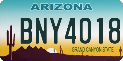 AZ license plate BNY4018