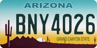 AZ license plate BNY4026