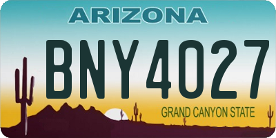 AZ license plate BNY4027