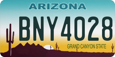 AZ license plate BNY4028