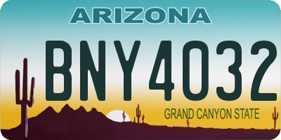 AZ license plate BNY4032