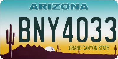 AZ license plate BNY4033