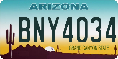 AZ license plate BNY4034