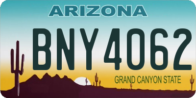 AZ license plate BNY4062