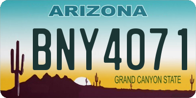 AZ license plate BNY4071