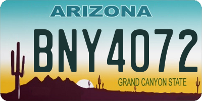 AZ license plate BNY4072