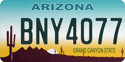 AZ license plate BNY4077