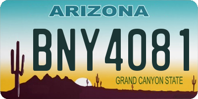 AZ license plate BNY4081