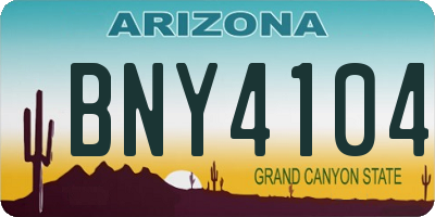 AZ license plate BNY4104