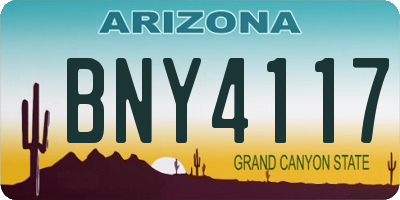 AZ license plate BNY4117