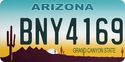 AZ license plate BNY4169