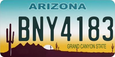 AZ license plate BNY4183