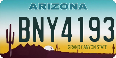 AZ license plate BNY4193