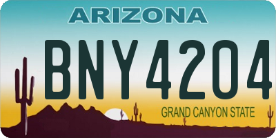 AZ license plate BNY4204